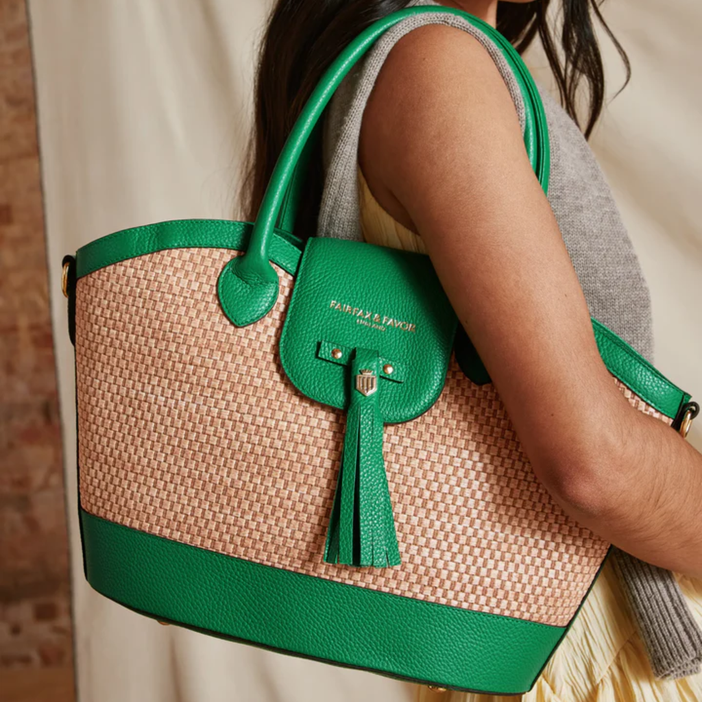 Fairfax and Favor Windsor Basket Bag - Clover Green Leather