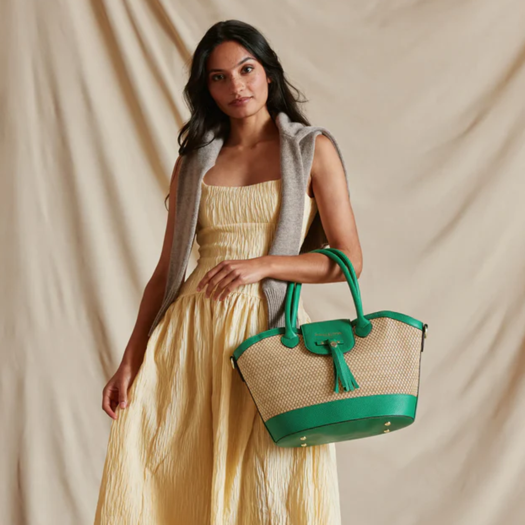 Fairfax and Favor Windsor Basket Bag - Clover Green Leather