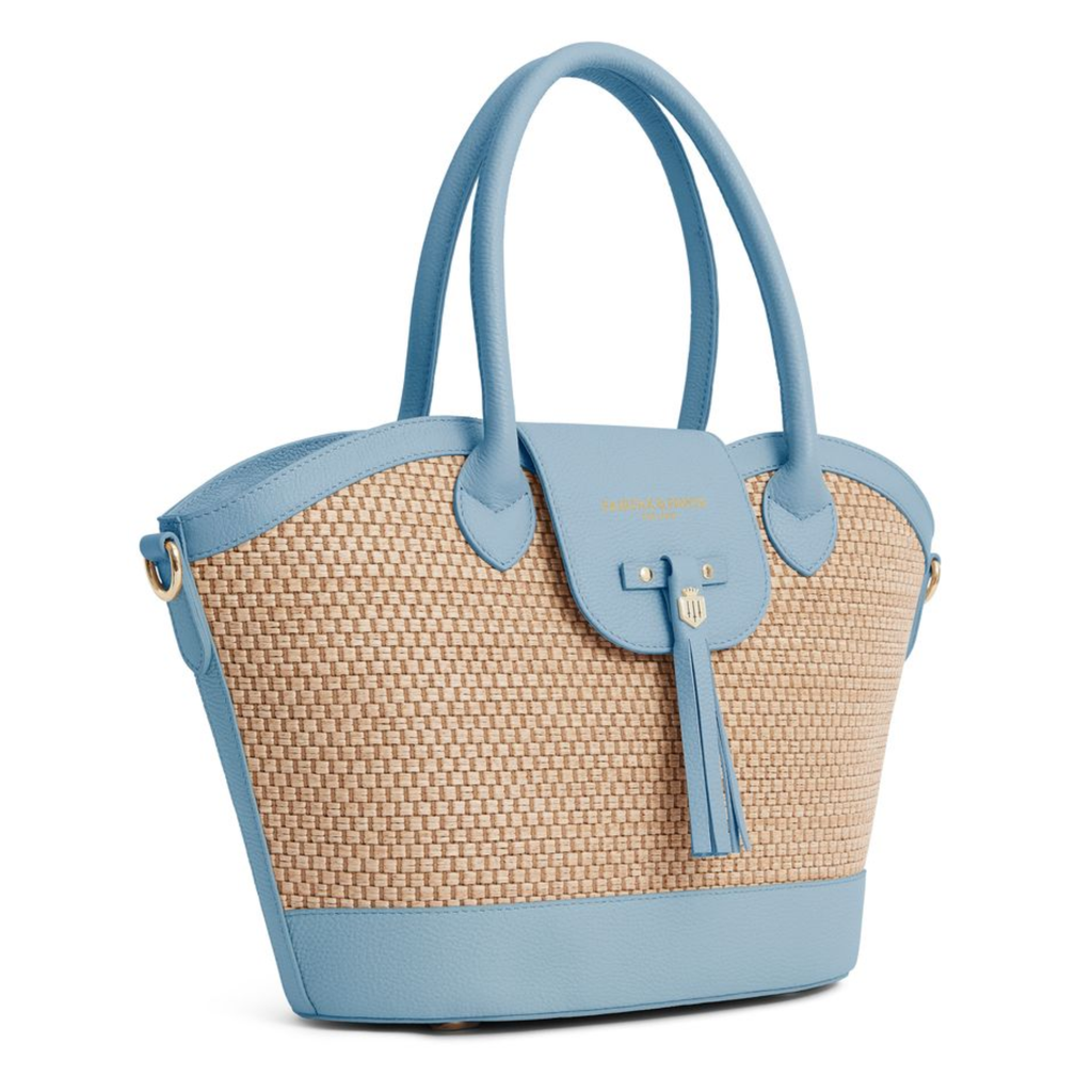 Fairfax and Favor Windsor Basket Bag - Sky Blue Leather