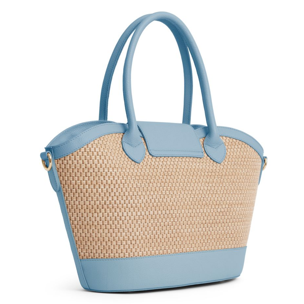 Fairfax and Favor Windsor Basket Bag - Sky Blue Leather