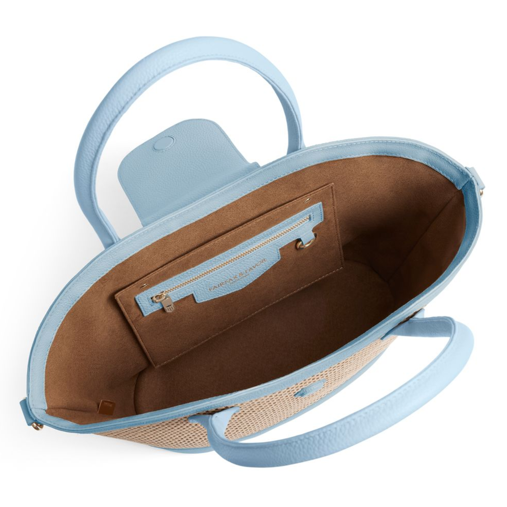 Fairfax and Favor Windsor Basket Bag - Sky Blue Leather