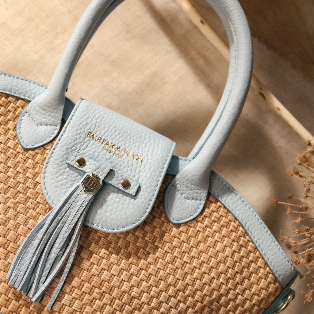 Fairfax and Favor Windsor Basket Bag - Sky Blue Leather