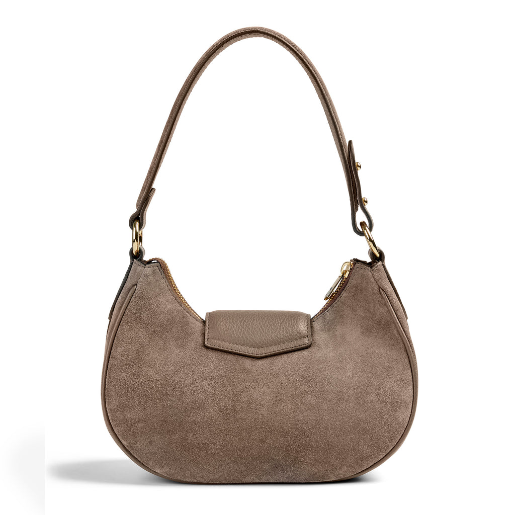 Fairfax & Favor Windsor Shoulder Bag - Deep Taupe Suede