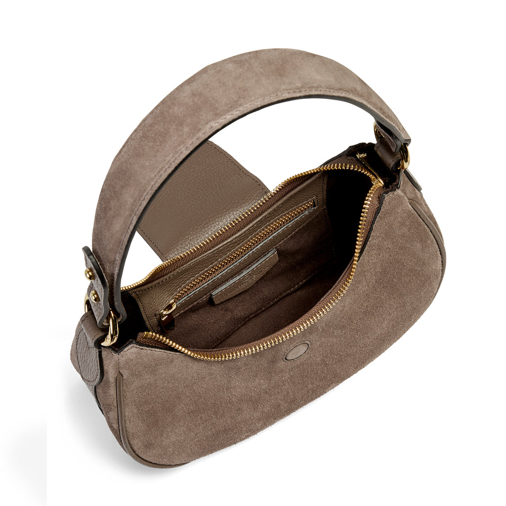 Fairfax & Favor Windsor Shoulder Bag - Deep Taupe Suede