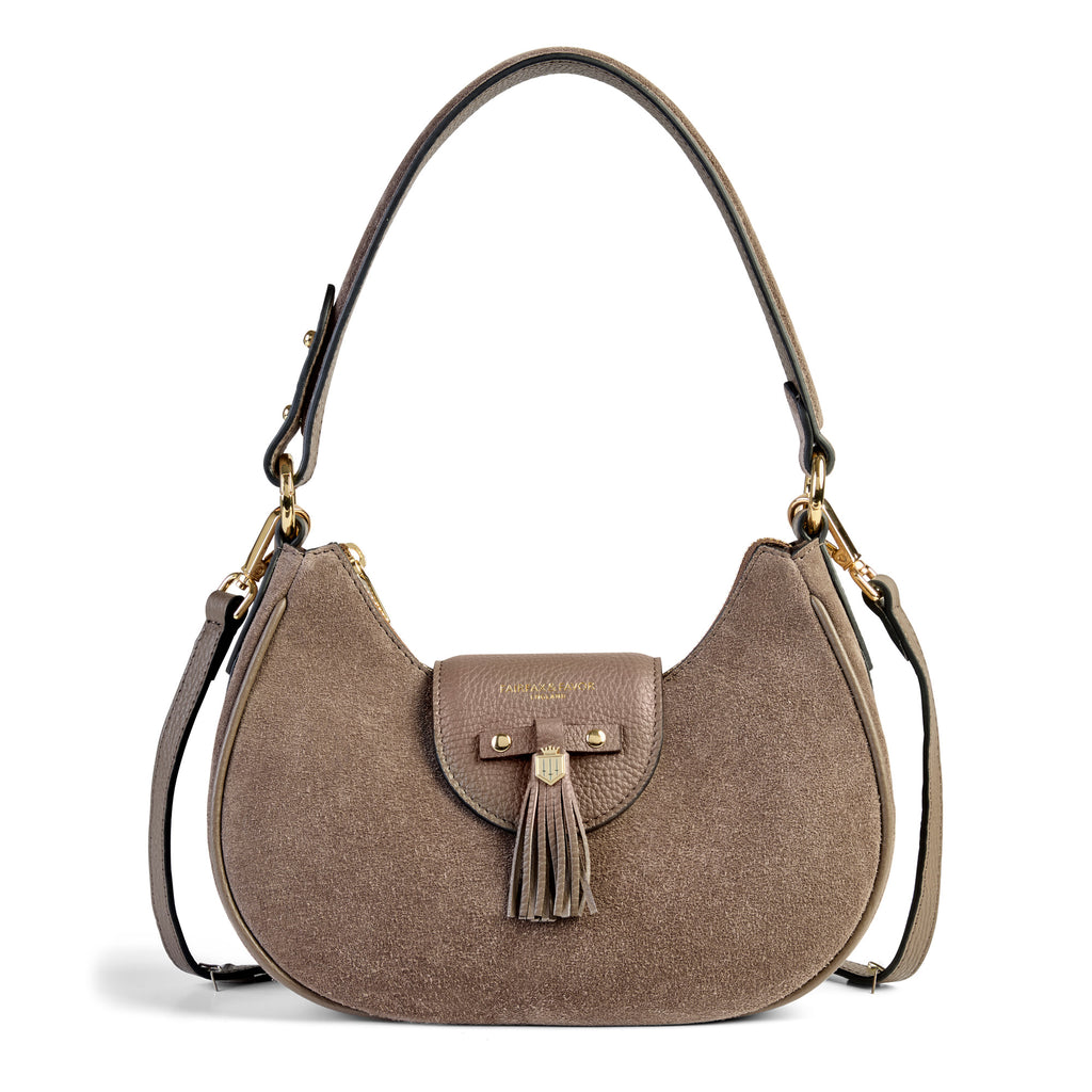 Fairfax & Favor Windsor Shoulder Bag - Deep Taupe Suede