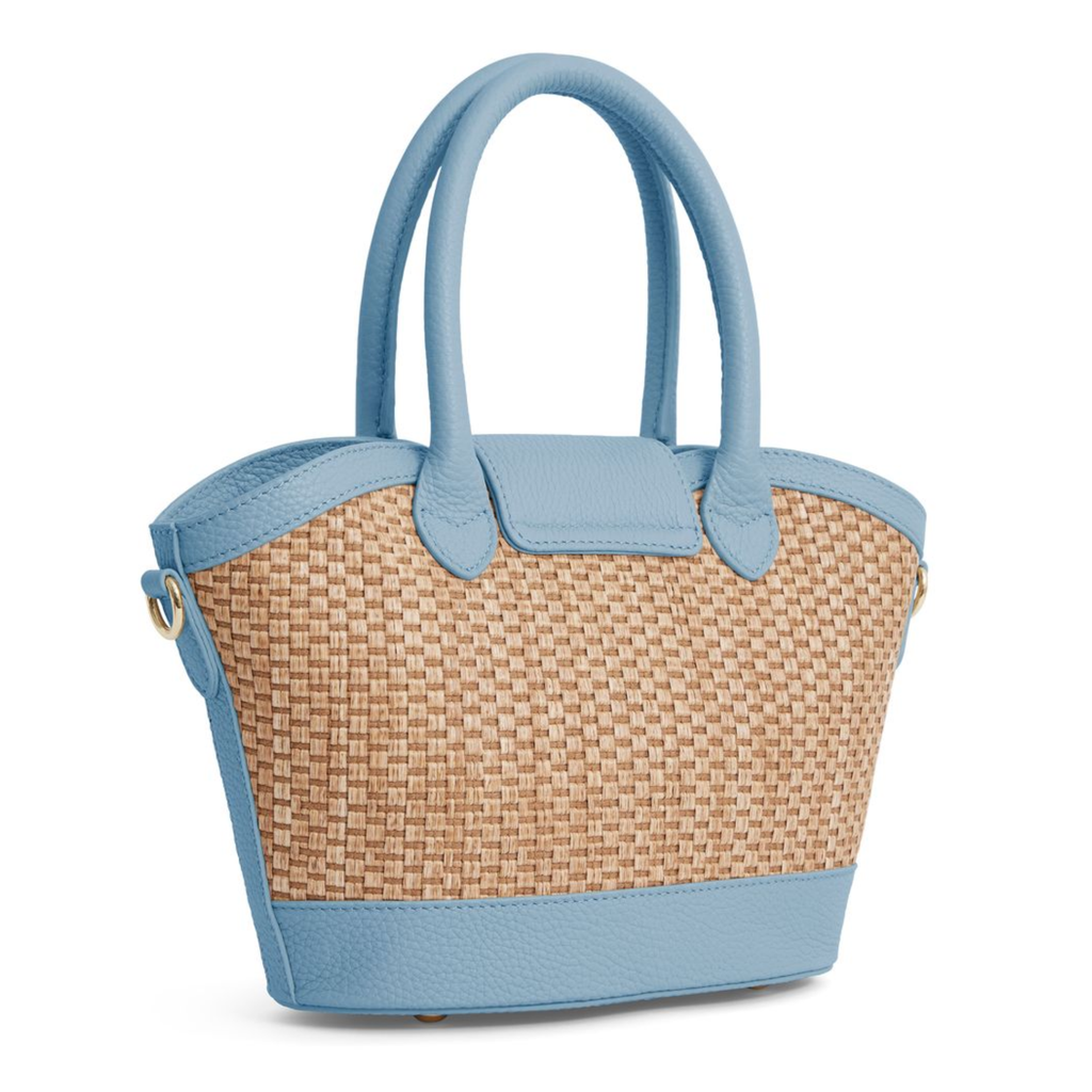 Fairfax and Favor Mini Windsor Basket Bag - Sky Blue Leather