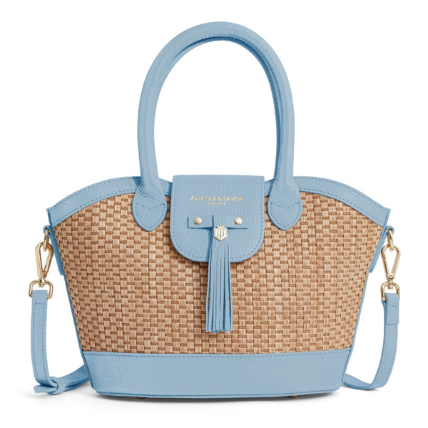 Fairfax and Favor Mini Windsor Basket Bag - Sky Blue Leather