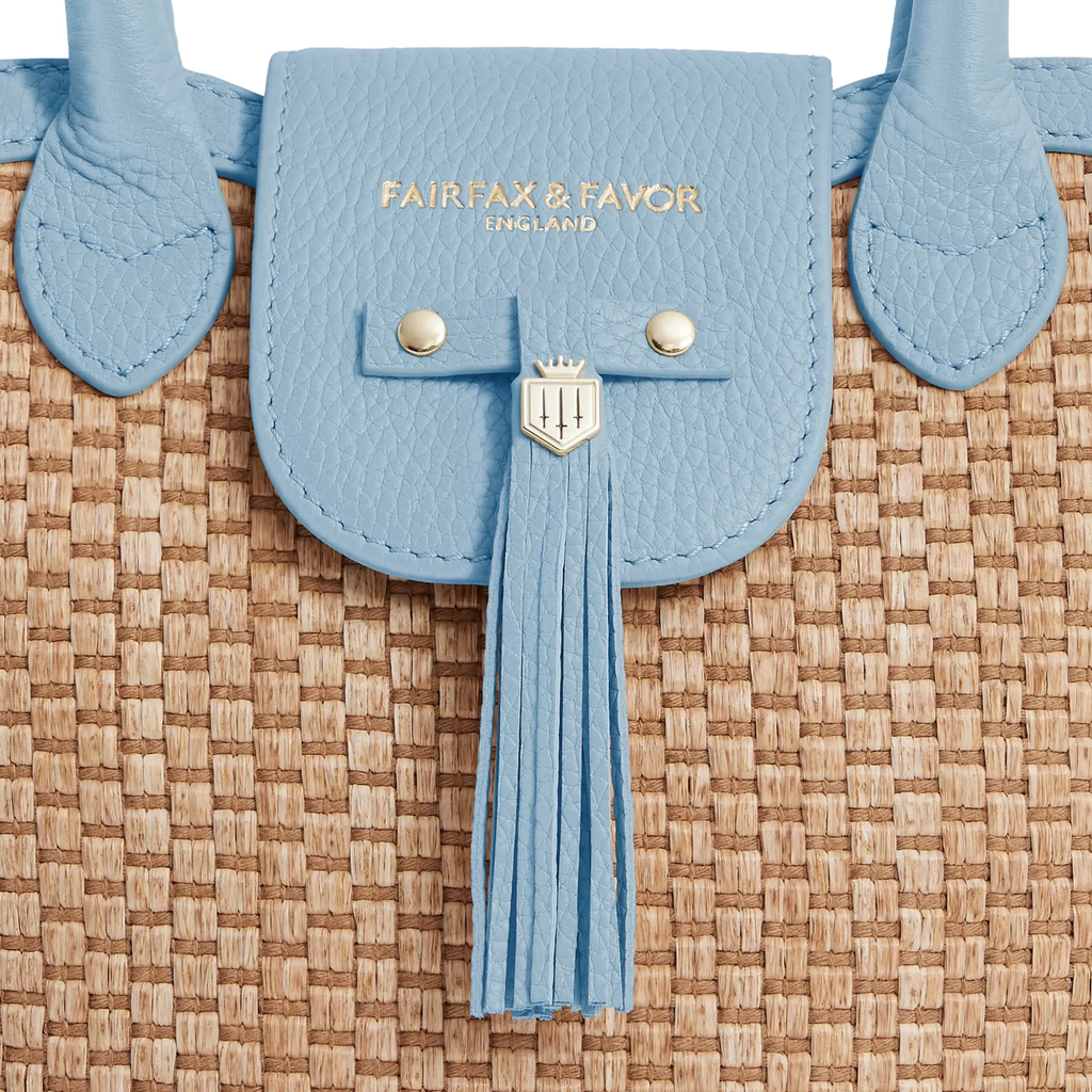 Fairfax and Favor Mini Windsor Basket Bag - Sky Blue Leather