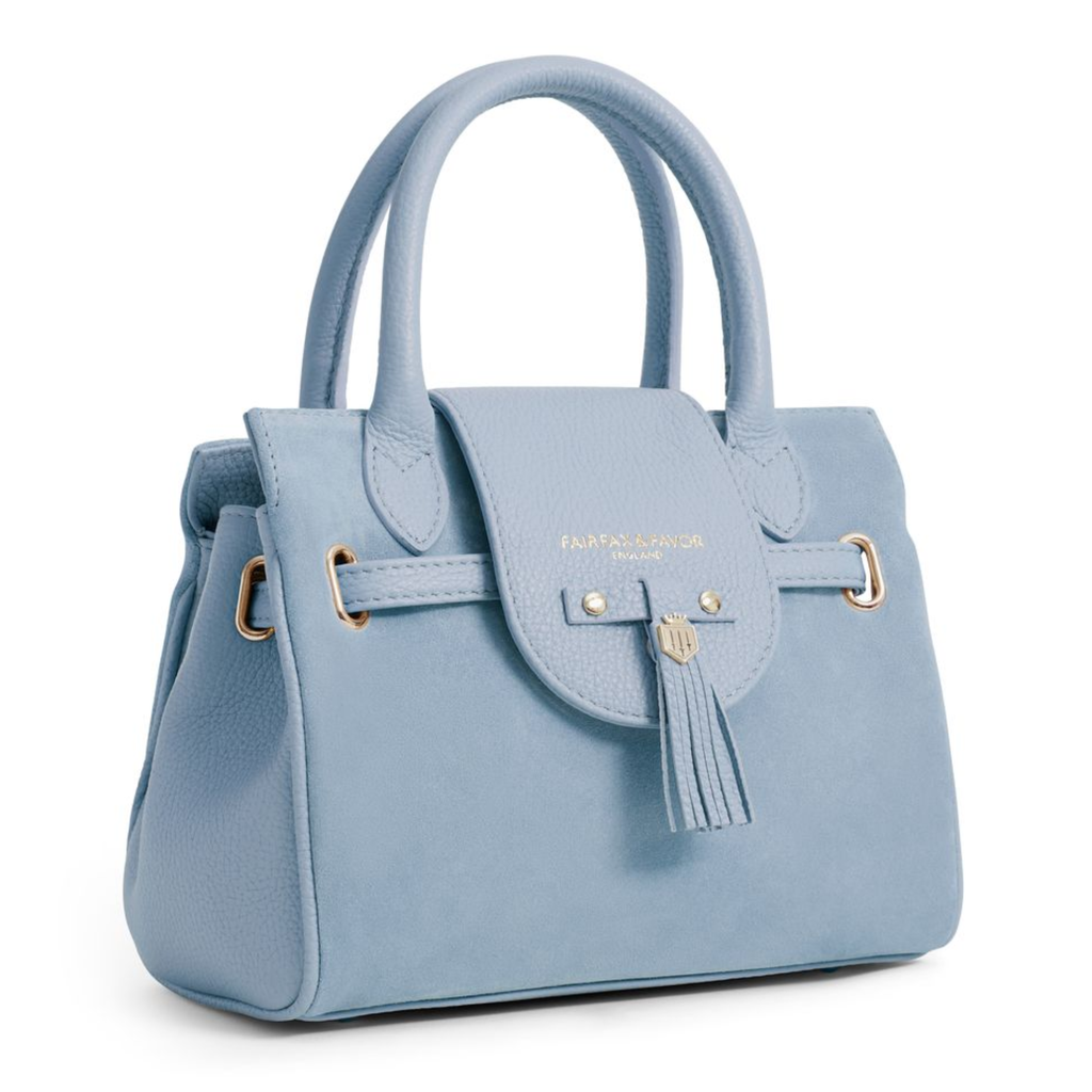 Fairfax and Favor Mini Windsor Handbag - Sky Blue Suede