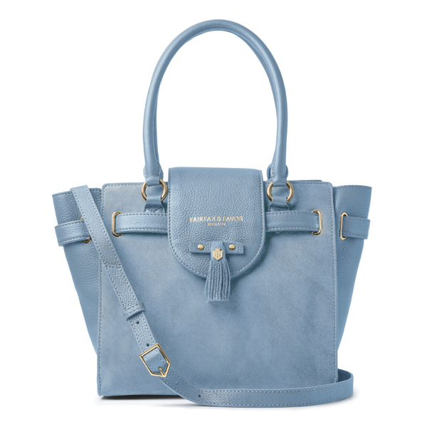 Fairfax and Favor Windsor Tote - Sky Blue Suede