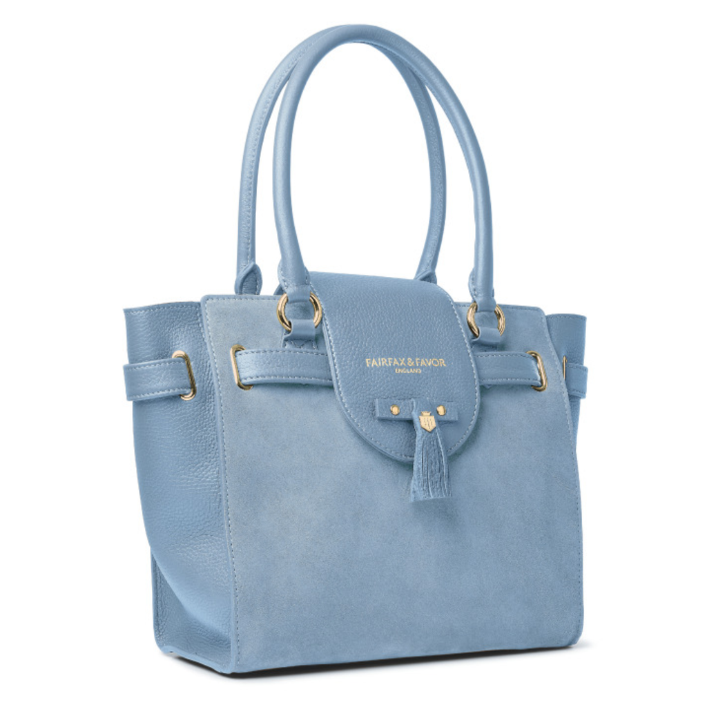 Fairfax and Favor Windsor Tote - Sky Blue Suede