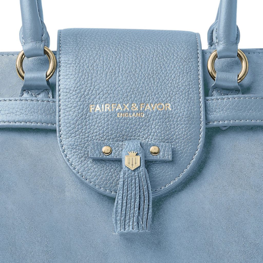 Fairfax and Favor Windsor Tote - Sky Blue Suede