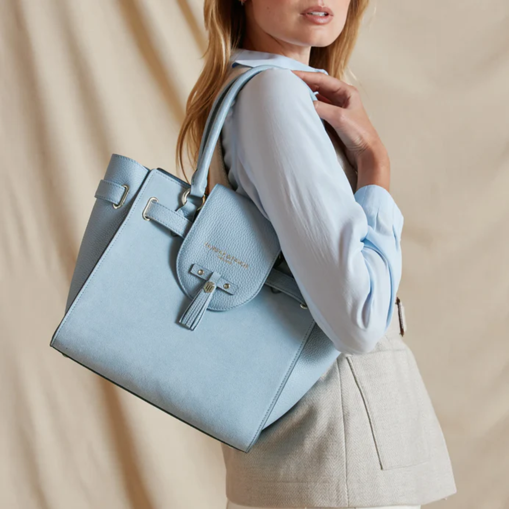 Fairfax and Favor Windsor Tote - Sky Blue Suede