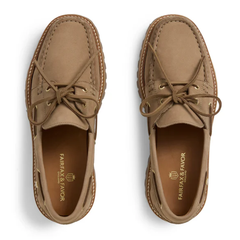 Fairfax & Favor Ladies Aldeburgh Deck Shoe - Fawn Nubuck