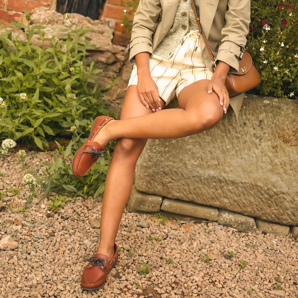Fairfax and Favor Ladies Salcombe Deck Shoe - Tan Leather