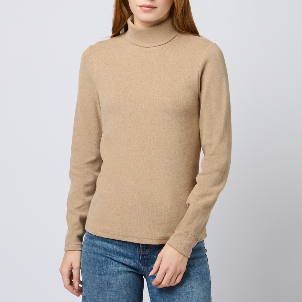 Joules Ladies Warm Handle Rib Roll Neck - Oat Marl