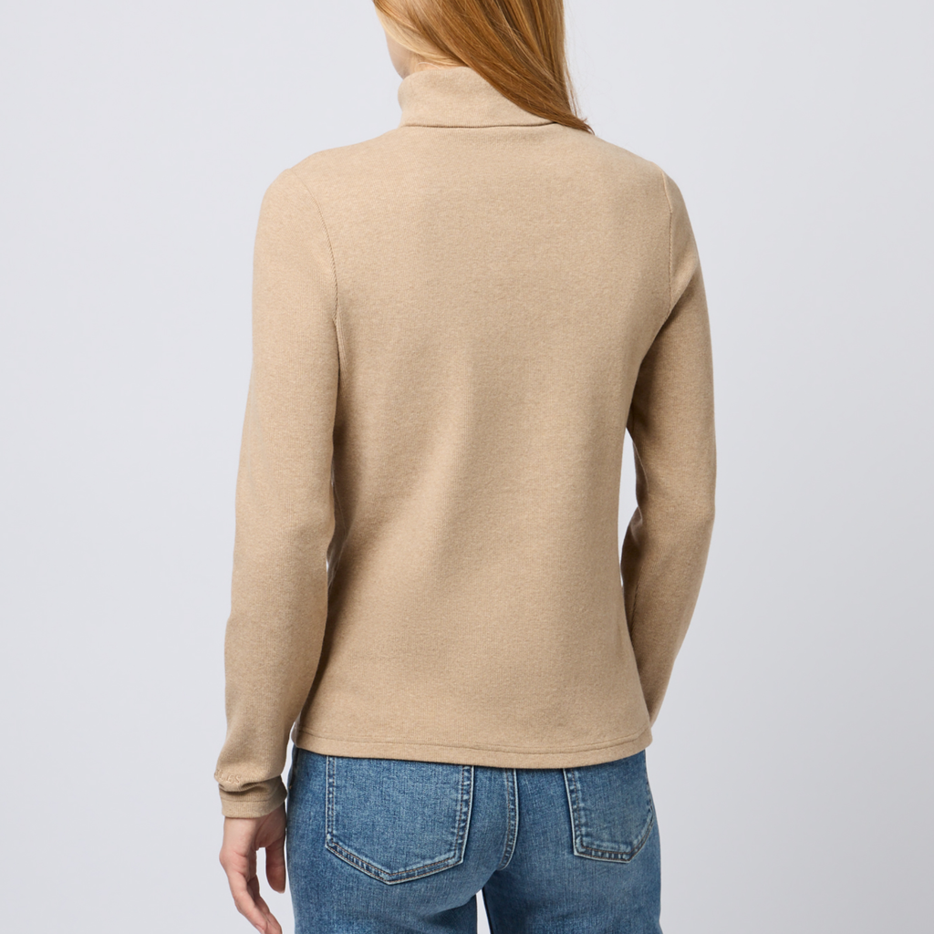 Joules Ladies Warm Handle Rib Roll Neck - Oat Marl