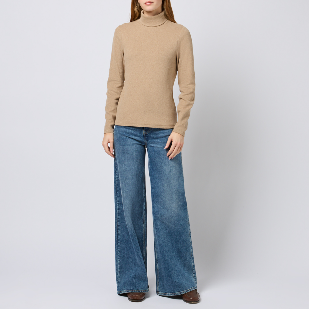 Joules Ladies Warm Handle Rib Roll Neck - Oat Marl