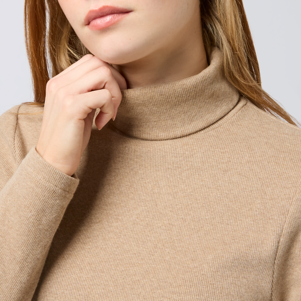 Joules Ladies Warm Handle Rib Roll Neck - Oat Marl
