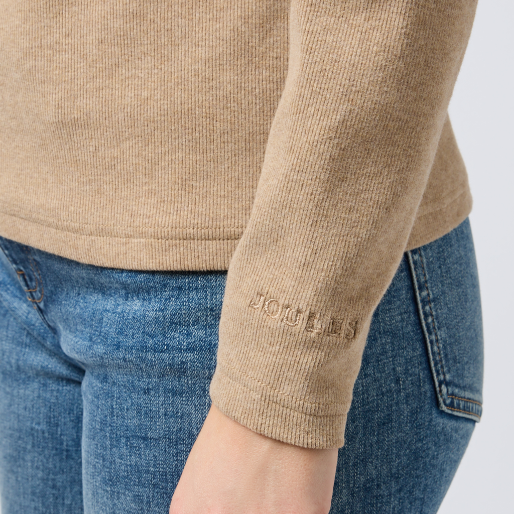 Joules Ladies Warm Handle Rib Roll Neck - Oat Marl