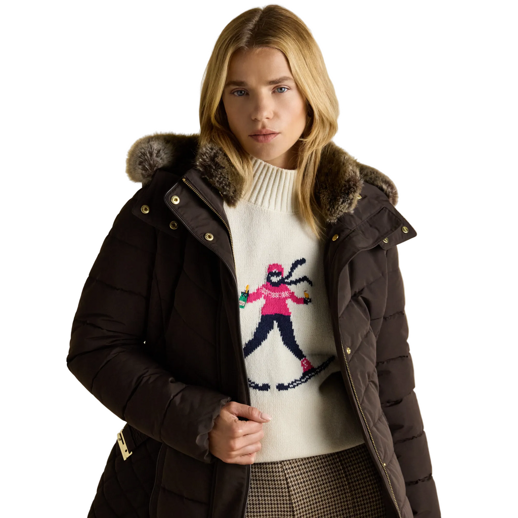 Joules Ladies Aspen Coat - Chocolate Brown