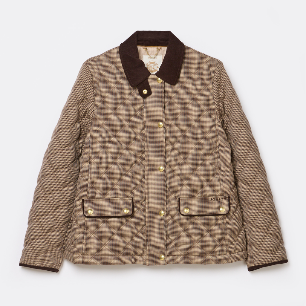 Joules Ladies Harrogate Check Quilted Barn Jacket - Check