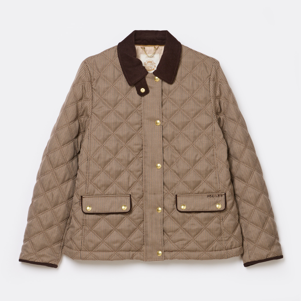 Joules Ladies Harrogate Check Quilted Barn Jacket - Check