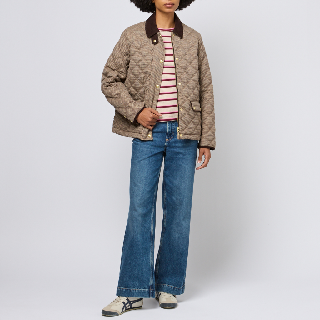 Joules Ladies Harrogate Check Quilted Barn Jacket - Check