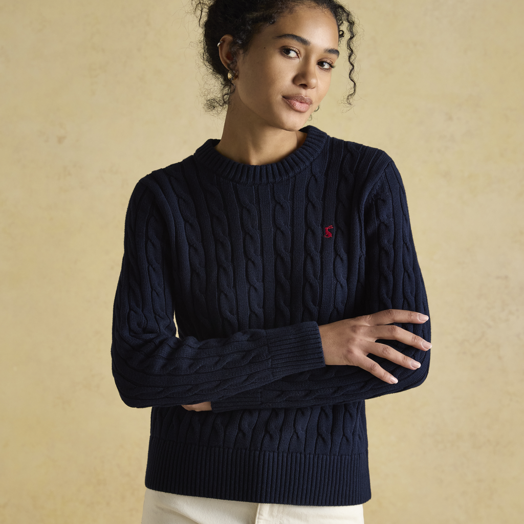 Joules Ladies Classic Cable Jumper - Navy