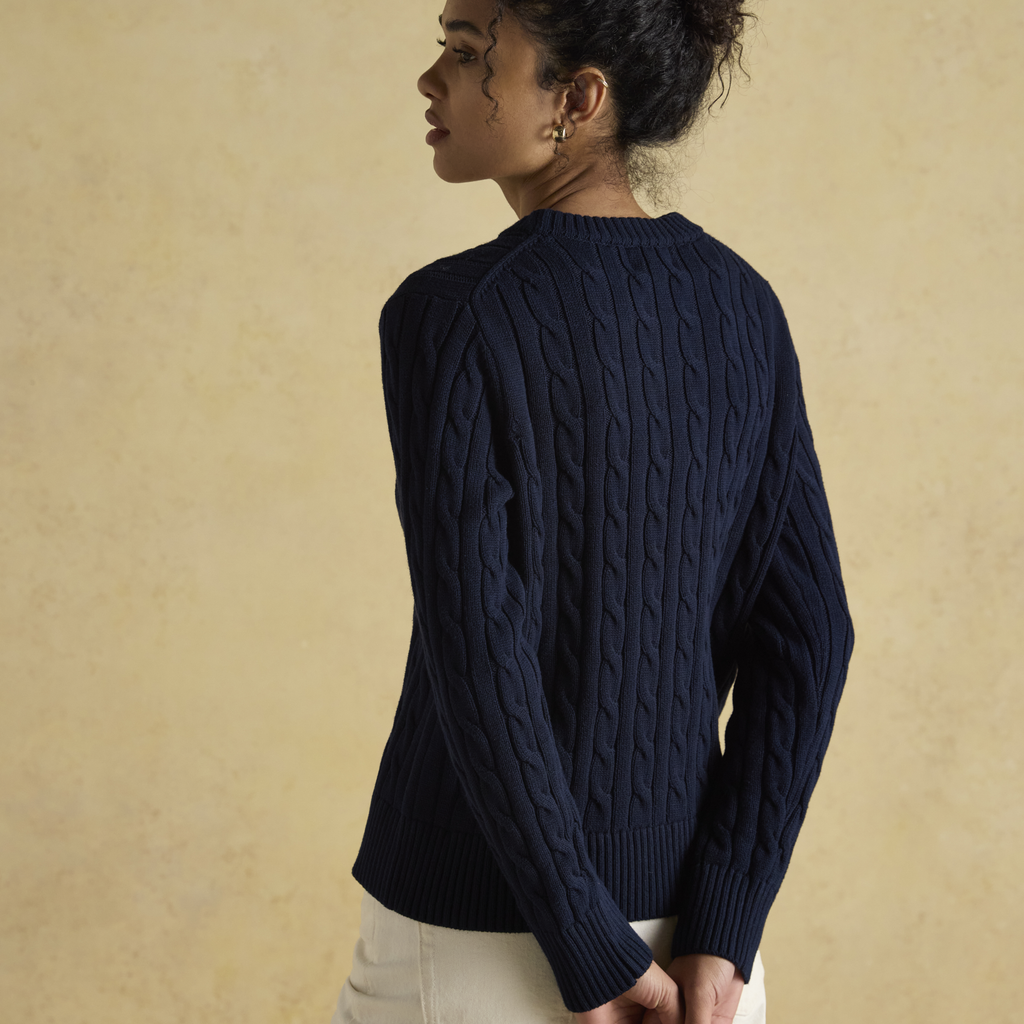 Joules Ladies Classic Cable Jumper - Navy