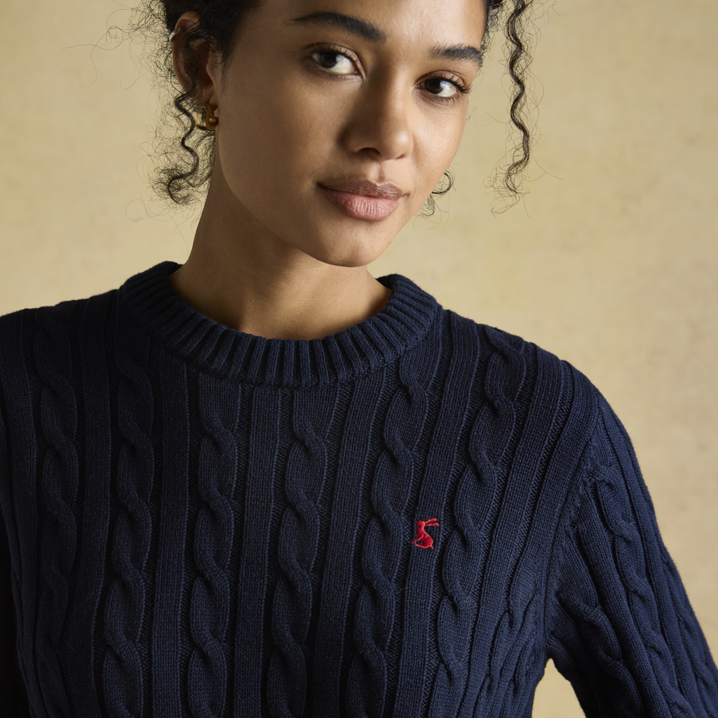 Joules Ladies Classic Cable Jumper - Navy