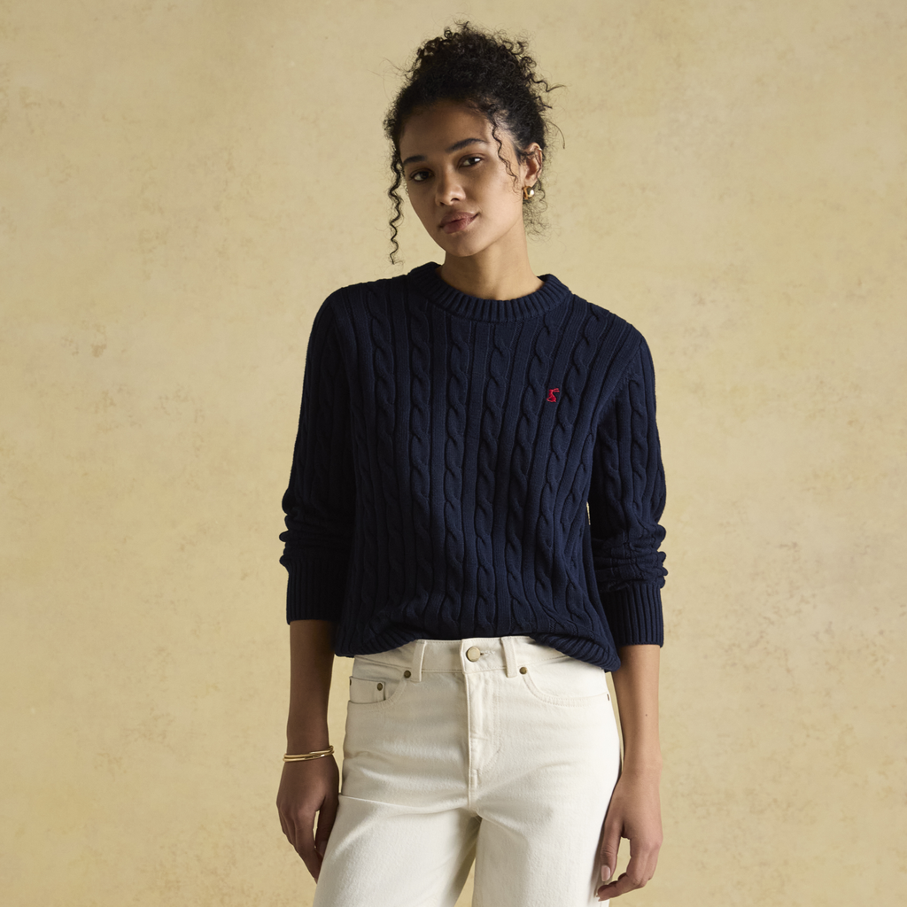 Joules Ladies Classic Cable Jumper - Navy