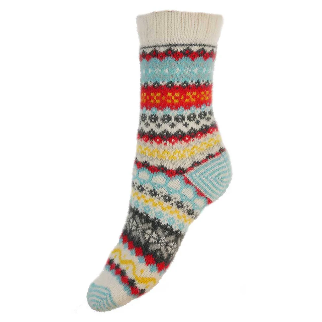 Gemjar Cream Red and Blue Nordic Socks