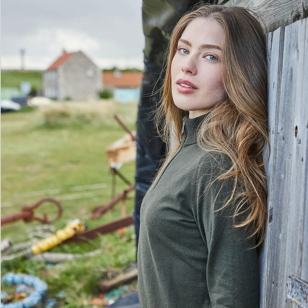 Ridgeline Ladies Melford Knit 1/4 Zip - Deep Forest