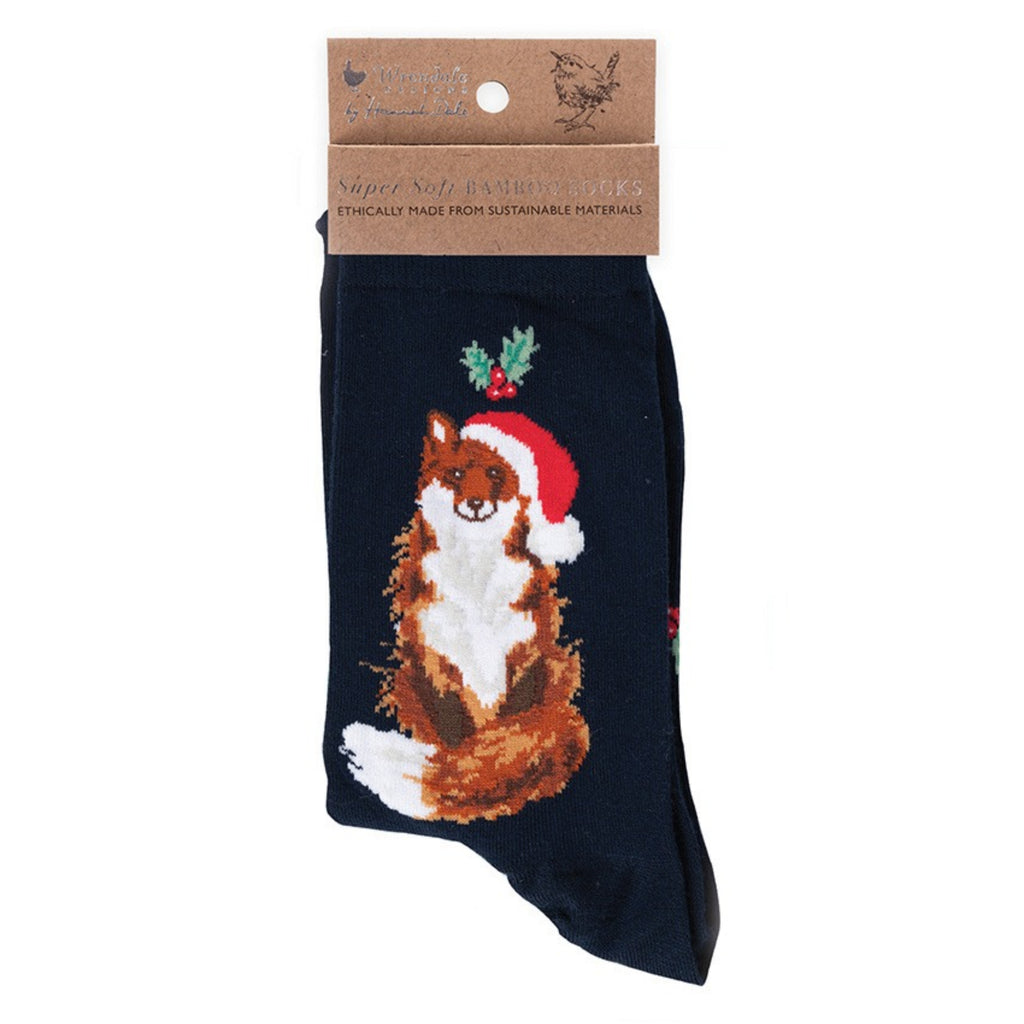 Wrendale Christmas Sock Festive Fox - Navy