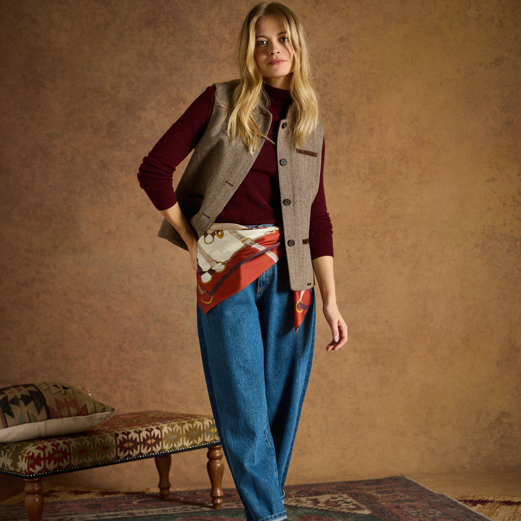 Joules Bloomfield Scarf - Burnt Orange Bridle