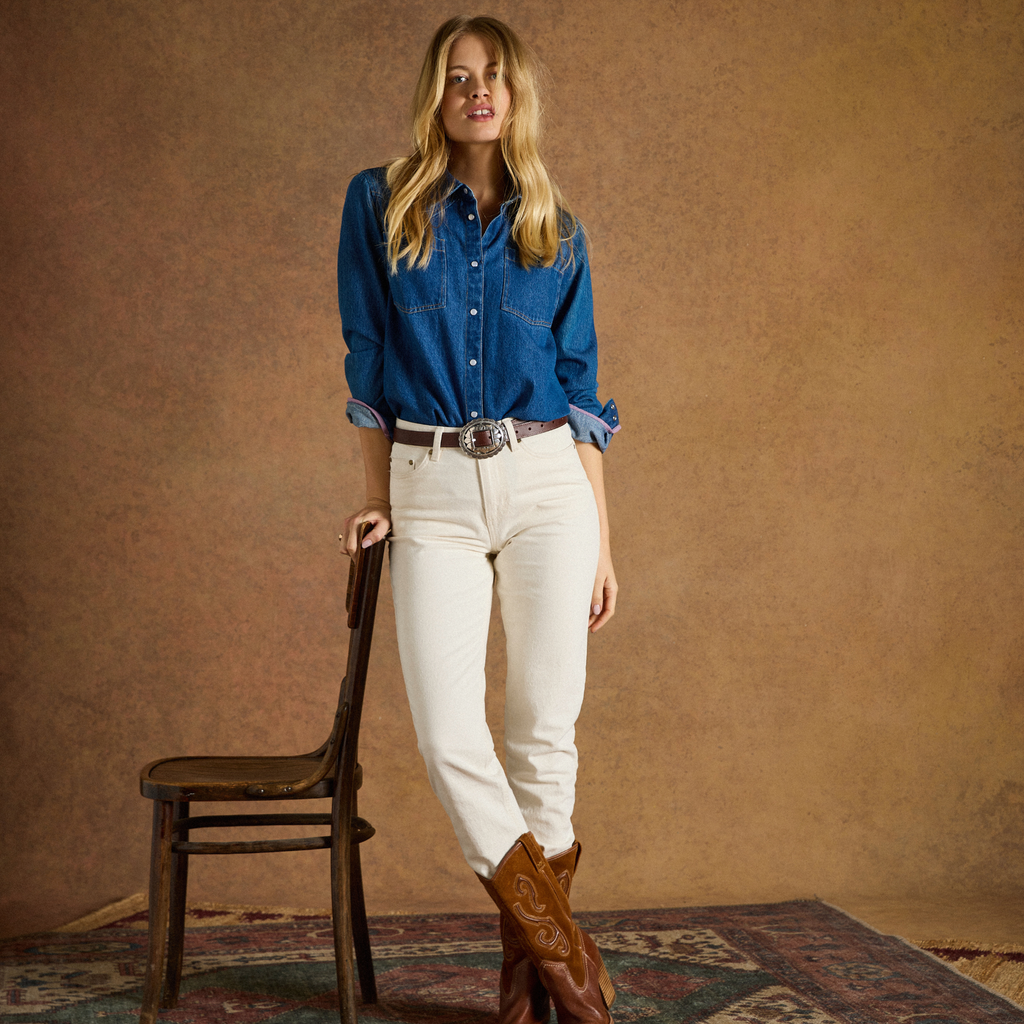 Joules Ladies Slim Fit Western Shirt - Mid Wash