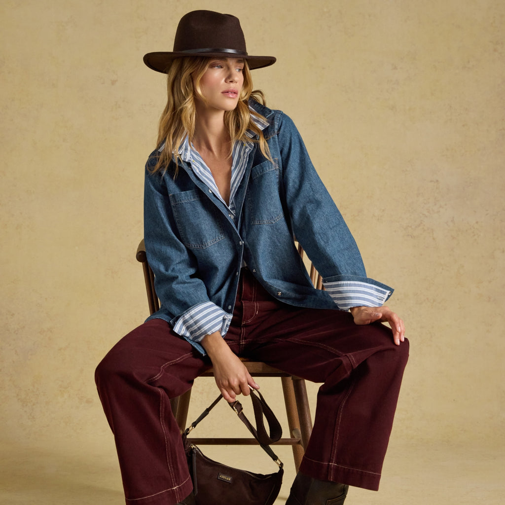 Joules Ladies Slim Fit Western Shirt - Mid Wash