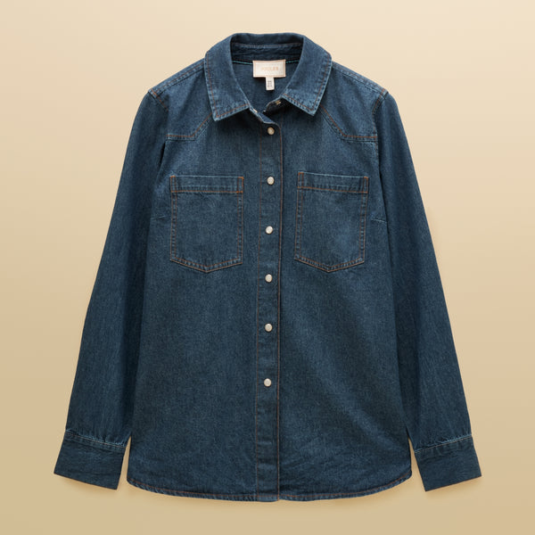 Joules Ladies Slim Fit Western Shirt - Mid Wash