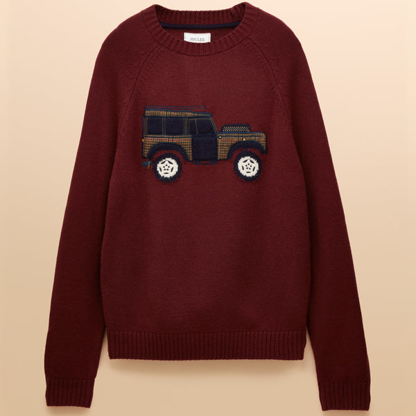 Joules Mens Offroad Crew Neck Jumper - Burgundy Red