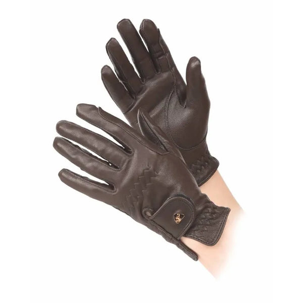 Aubrion Leather Riding Gloves - Brown