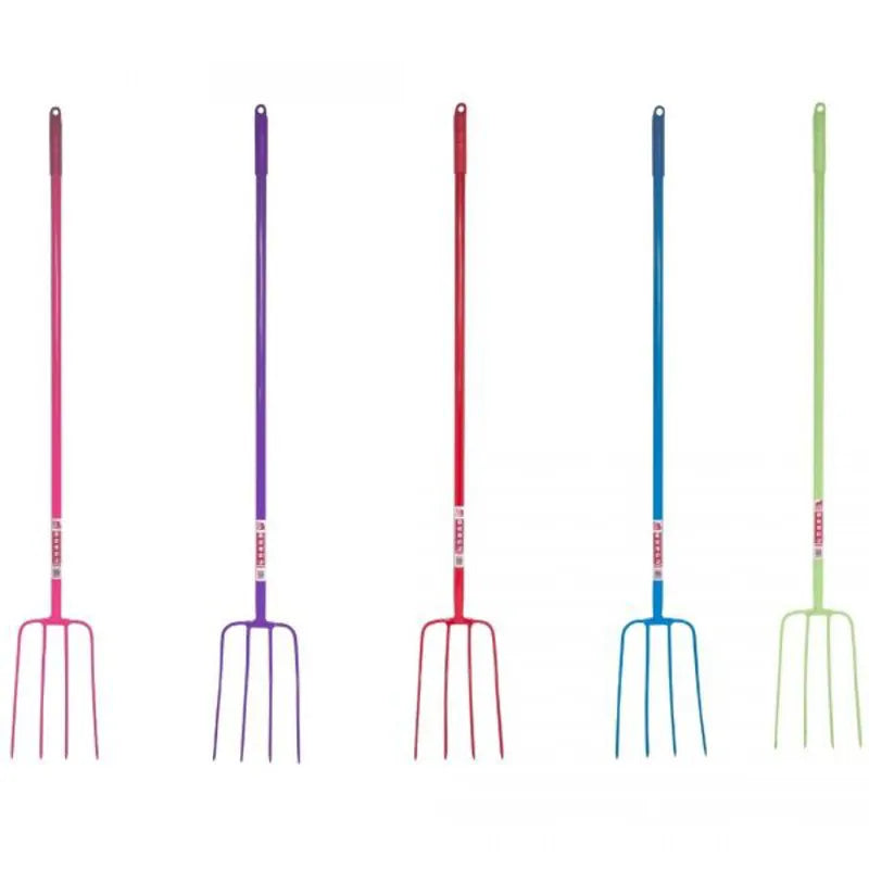 Red Gorilla 4-Prong Long Handle Manure Fork - Pink