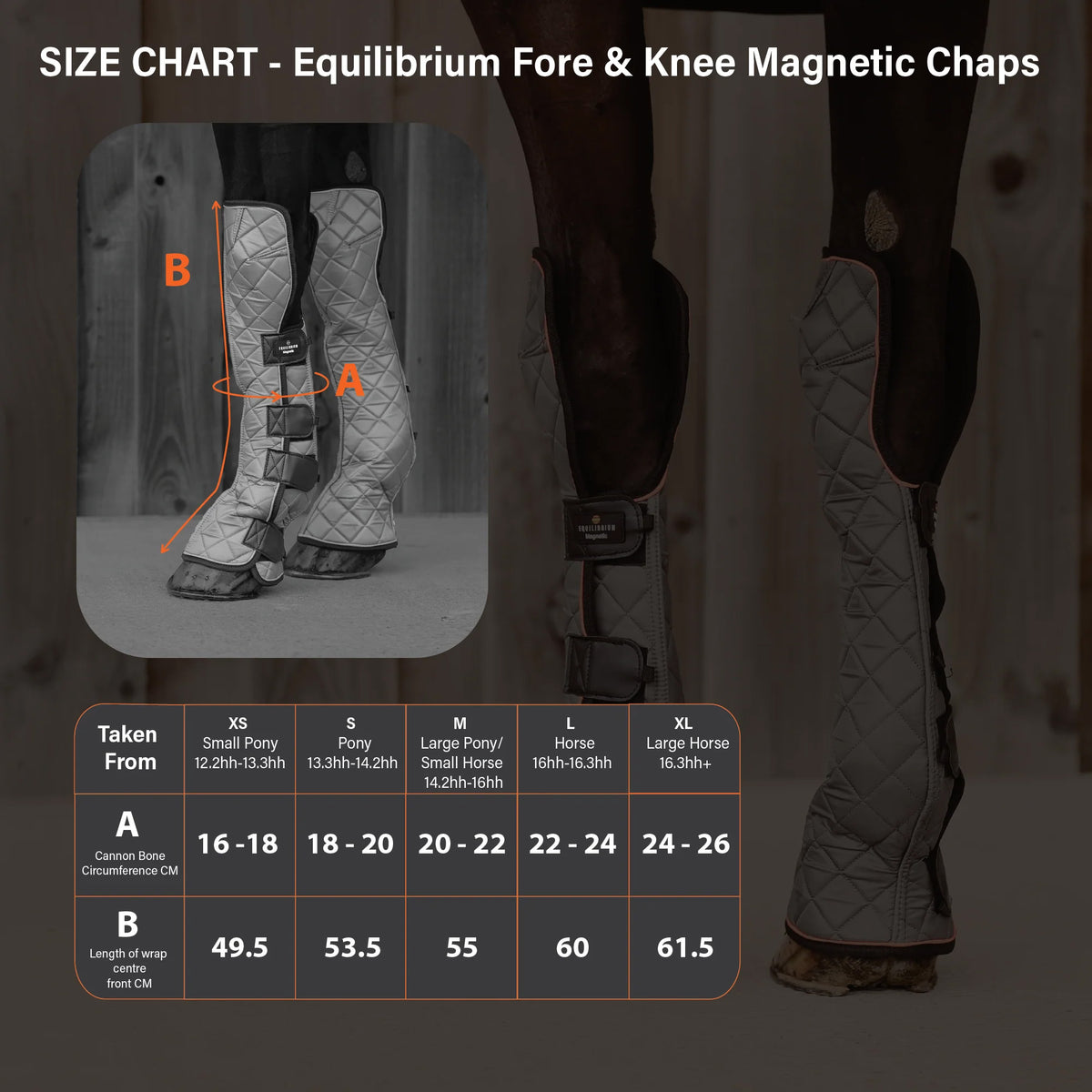 Equilibrium Fore and Knee Magnetic Chaps size guide