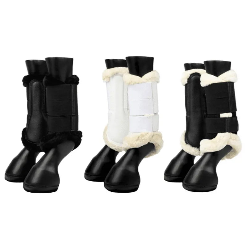 LeMieux Fleece Edged Mesh Brushing Boots - Black/Natural