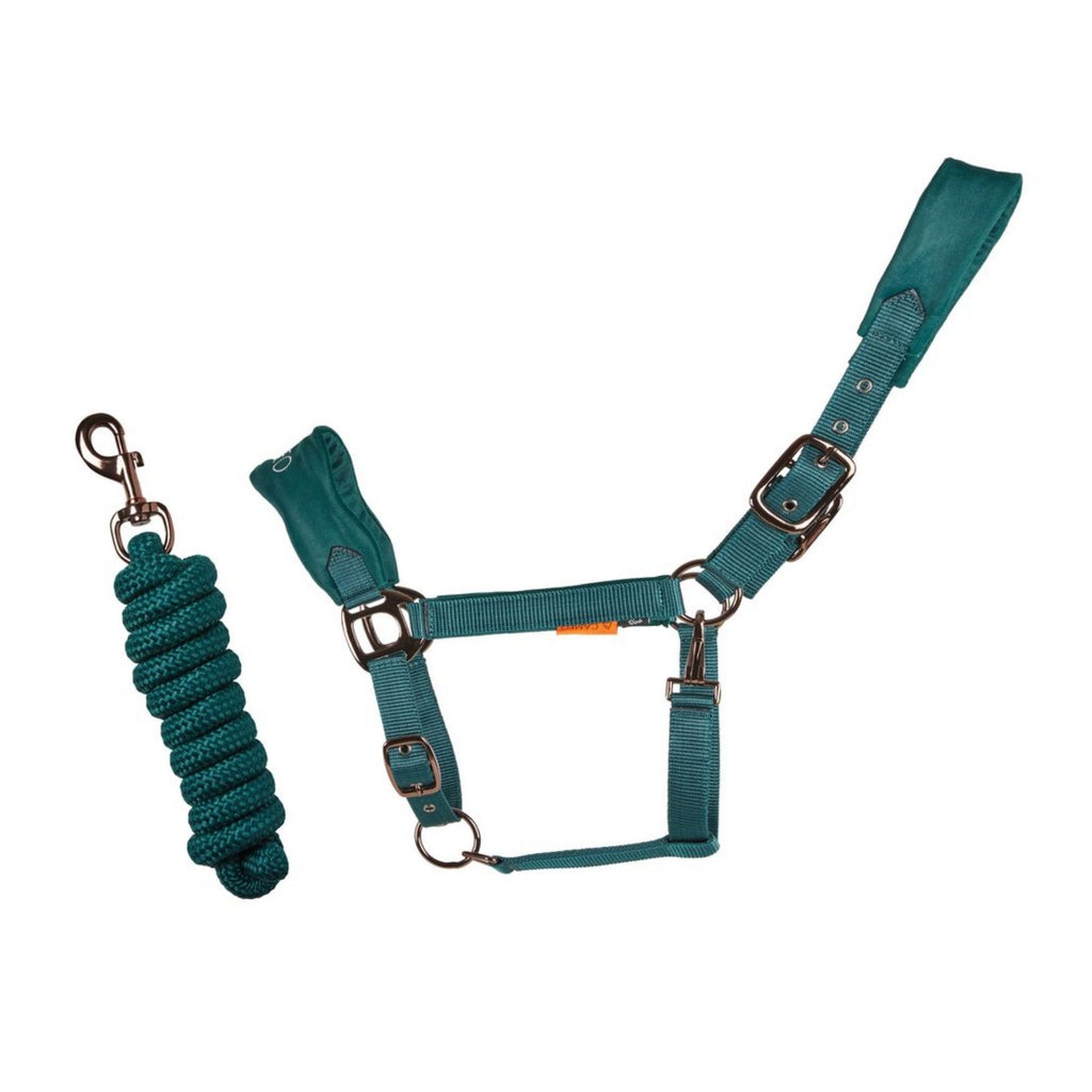 Cameo Suede Elite Headcollar & Leadrope - Evergreen