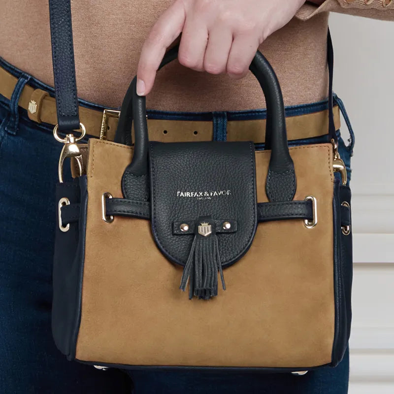 Fairfax and Favor Mini Windsor Handbag - Tan/Navy