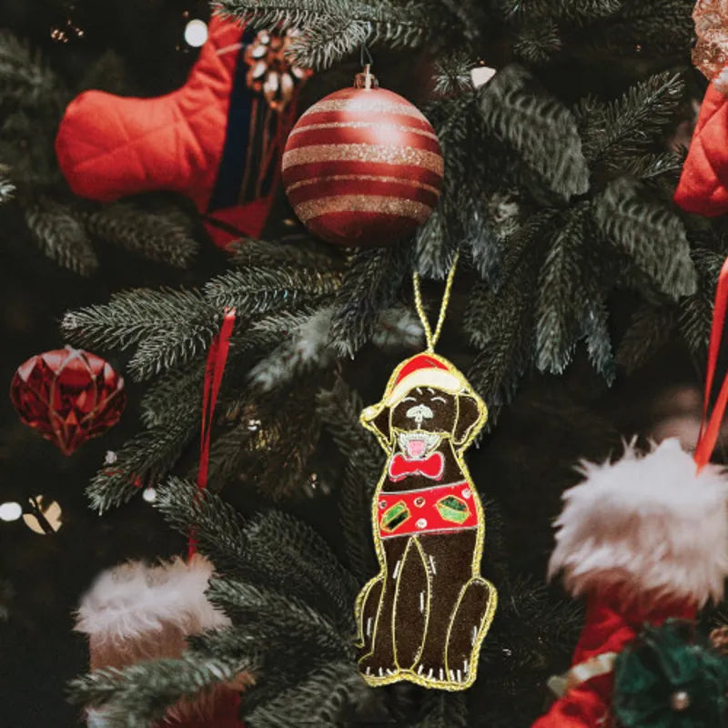 Equetech Beaded Chocolate Labrador Christmas Decoration