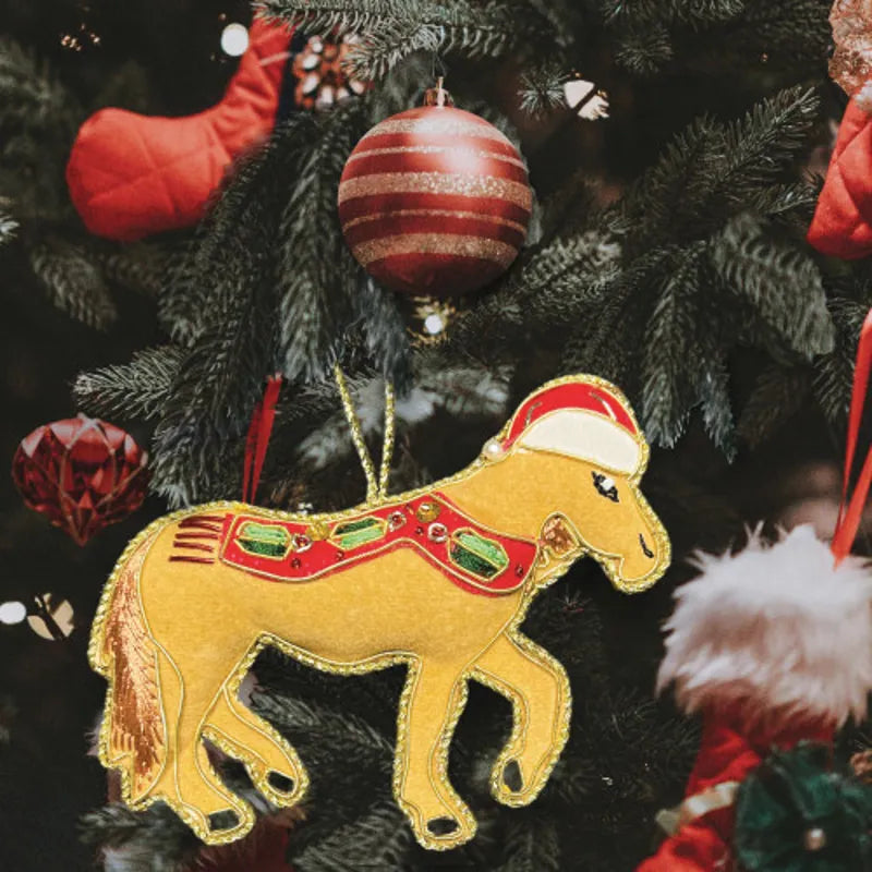 Equetech Beaded Dun Horse Christmas Decoration