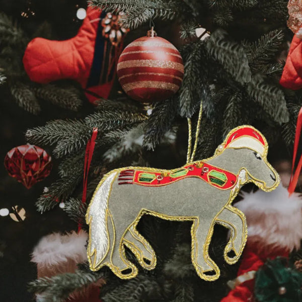 Equetech Beaded Grey Horse Christmas Decoration