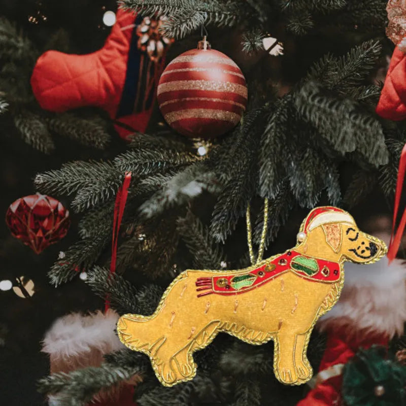 Equetech Beaded Golden Retriever Christmas Decoration